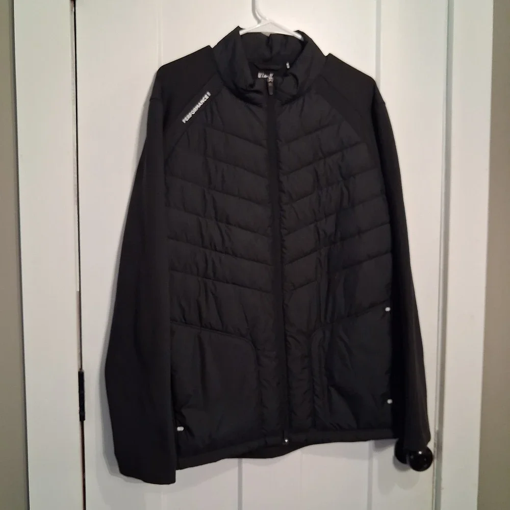 Walter Hagen Performance II Jacket Mens L Black Quilted Hybrid Golf Outerwear